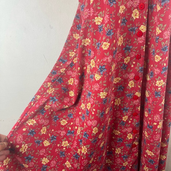 Main Street Classics Red Floral Midi Dress Size 18 - Picture 6 of 8